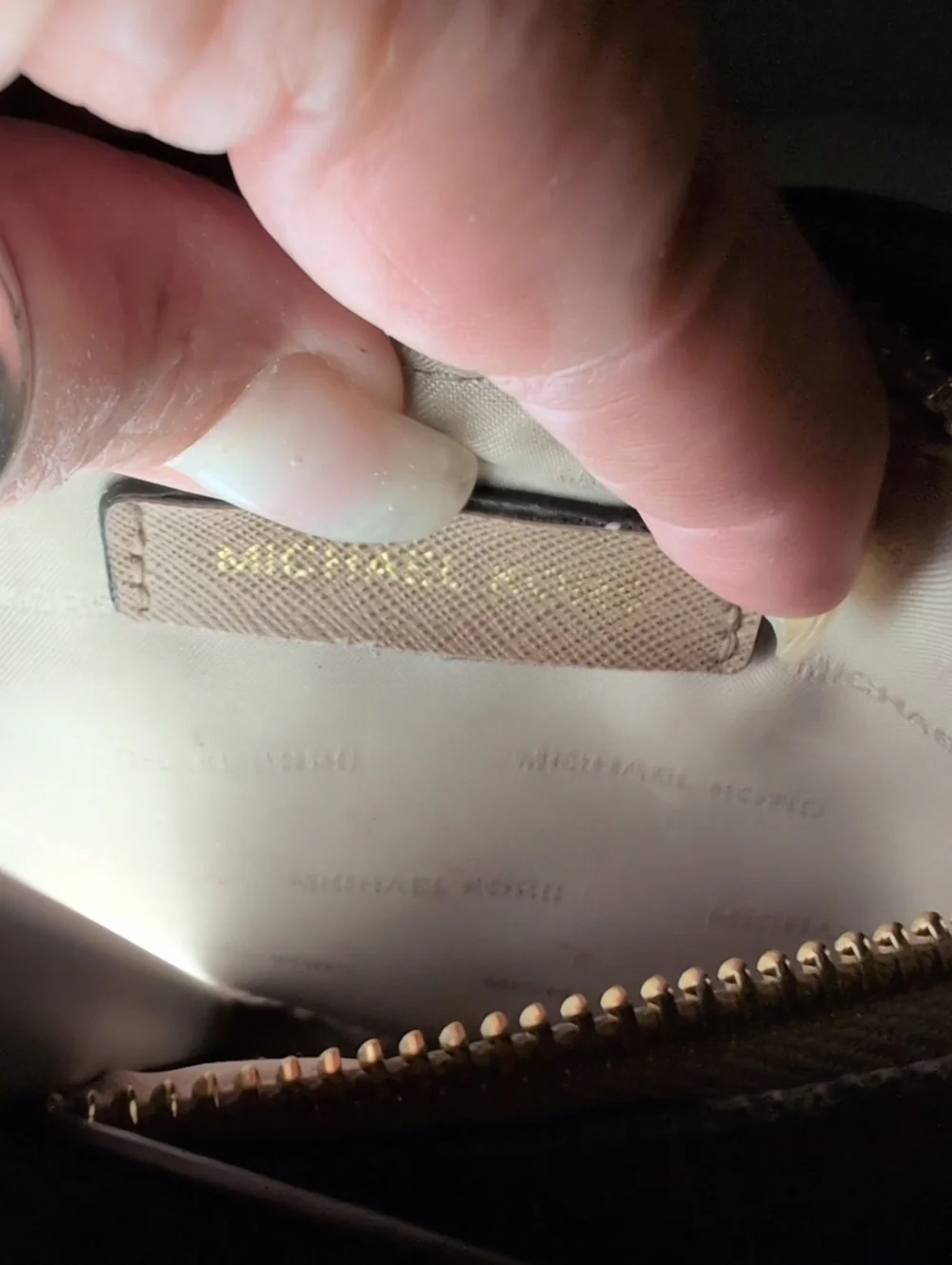 MICHAEL KORS Pebbled Tan Satchel with Gold Hardware